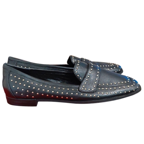 NEW Chelsea & Violet Black Studded Flat Loafers Size 6.5 - Picture 6 of 10